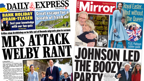 Front pages for 18 April 2022