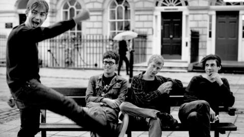 Black and white photo of Blur