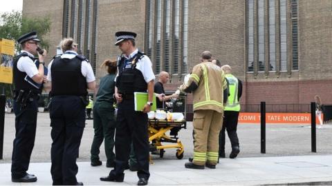 Emergency services outside Tate Modern