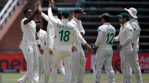 South African cricketers celebrating