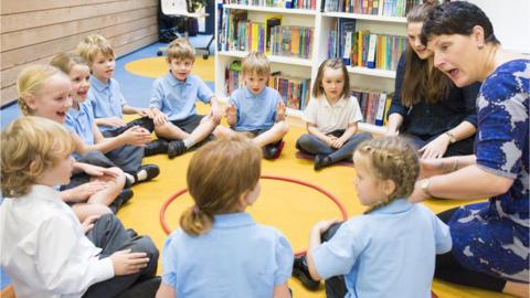 primary school pupils in class