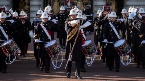 A Royal Navy marching band during the Changing of the Guard