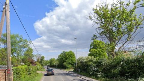 The A1123, between Houghton and St Ives in Cambridgeshire