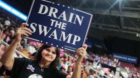 Supporters of President Donald Trump attend a rally for him on August 21, 2018 in Charleston