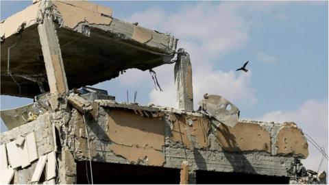 Wrecked research centre in Syria