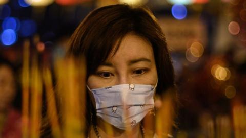 Woman wearing face mask