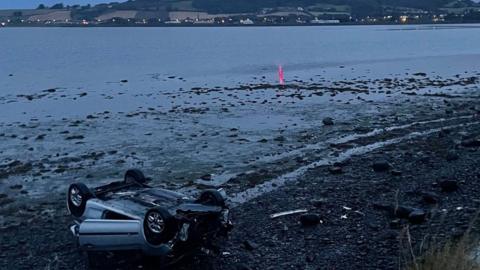 Car overturned off Portaferry Road