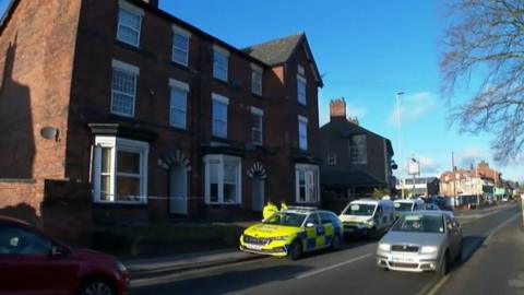 Police at the scene in Wolverhampton Road