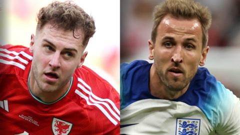 Joe Rodon (L) and Harry Kane (R)