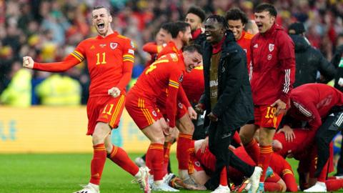 Gareth Bales leads Wales' celebrations