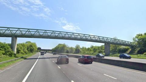 Bridge over southbound carriageway at junction 36 of M1