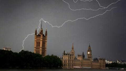 Parliament struck by lightning