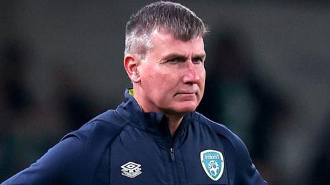 Republic of Ireland manager Stephen Kenny watches during his team's 2-1 home defeat by Norway