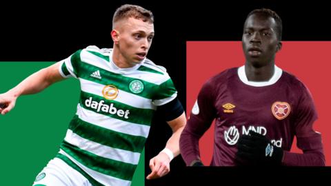 Celtic's Alistair Johnston and Heart of Midlothian's Garang Kuol