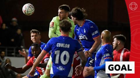 Leyton Orient goalkeeper Josh Keeley scores last-minute header