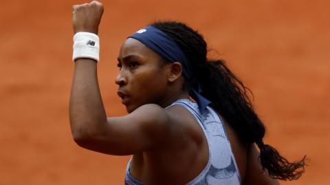 Coco Gauff celebrates