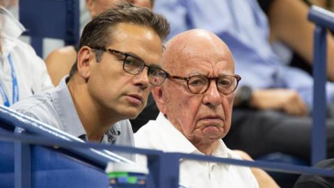 Rupert Murdoch and his eldest son Lachlan, pictured at the US Open tennis tournament in 2018