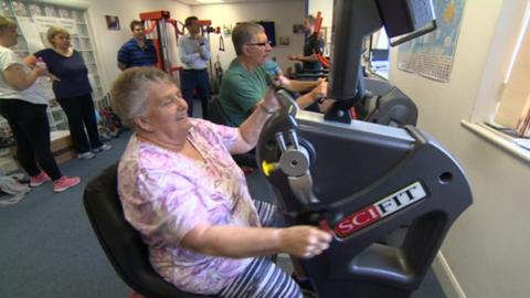 Pensioners exercising
