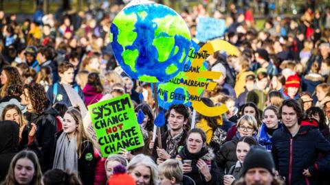 Kids in climate change protest