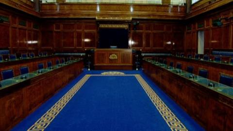 Empty Stormont chamber