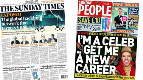 Sunday Times, Sunday People front pages for 6 November 2022