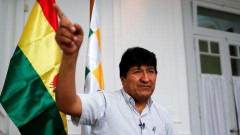 Former Bolivian President Evo Morales gestures during an interview with Reuters, in Buenos Aires, Argentina March 2, 2020. Picture taken March 2, 2020.