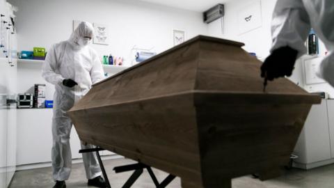 Coffin in funeral directors