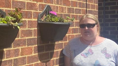 Tracey Stubbings with her flower planters