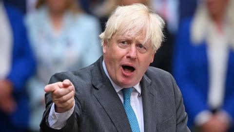 Boris Johnson addresses the media from outside number 10 before formally resigning as Prime Minister, at Downing Street on September 06, 2022