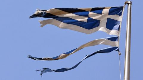 Damaged Greek flag