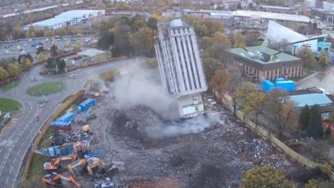 Building partially demolished