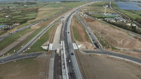 Drone image of new Chiverton interchange