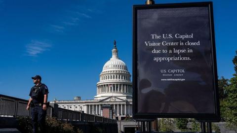 Capitol Building in background, sign in front says it is closed.