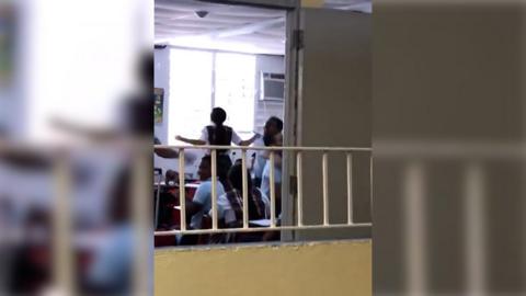 Video shows the moment electricity is restored in a Puerto Rico school.