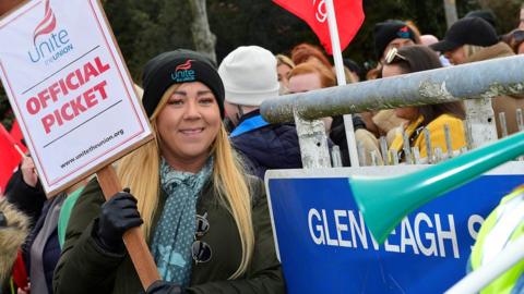 Unite picket at Glenveagh school