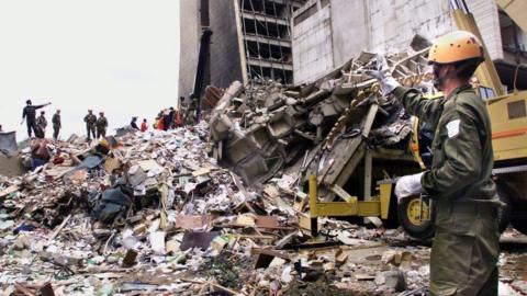 Aftermath of bombing of US embassy in Nairobi, Kenya