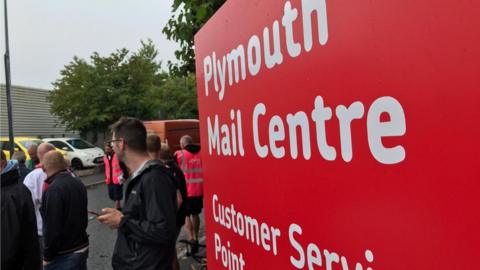 Pickets at Royal Mail depot in Plymouth