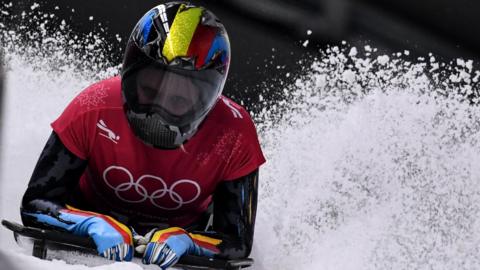 Belgium's Kim Meylemans takes part in the women's skeleton training session at the Olympic Sliding Centre during the Pyeongchang 2018 Winter Olympic Games