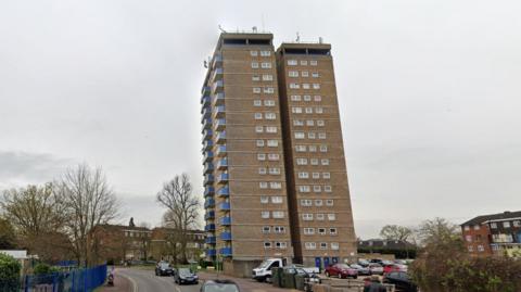 A high-rise block of flats in Surrey