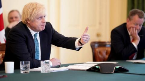 Prime Minister Boris Johnson holds a video conference with European leaders
