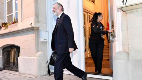 Britain's Ambassador to the European Union Tim Barrow leaves Britain's Permanent Representation to the EU in Brussels on 31 January 2020