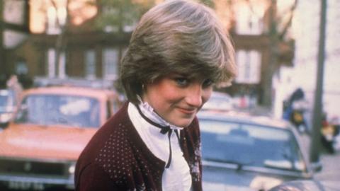Lady Diana Spencer outside her flat in Earl's Court