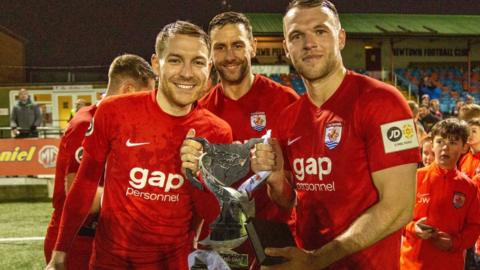 Connah's Quay celebrate winning the 2020 Nathaniel MG Cup