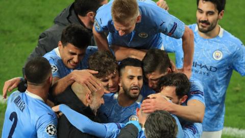 Manchester City players celebrate