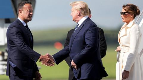 Leo Varadkar welcoming Donald and Melania Trump to Ireland