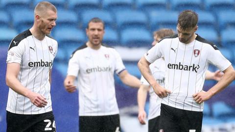 Dejected Rotherham United players