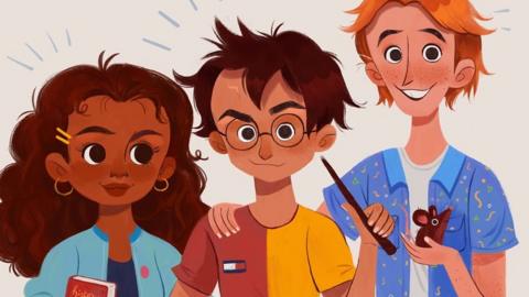 An illustration of the Harry Potter characters.