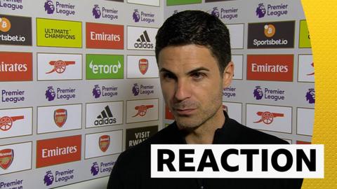 Mikel Arteta reacts to Arsenal 5-0 thrashing of Wolves on the final day of the season