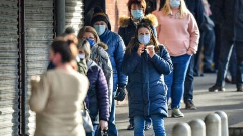 People queuing for coronavirus test