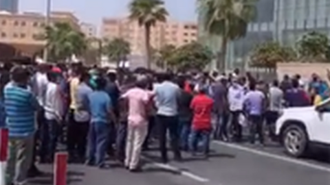 Protesters outside headquarters